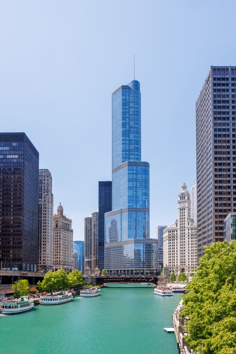 Chicago River and downtown towers