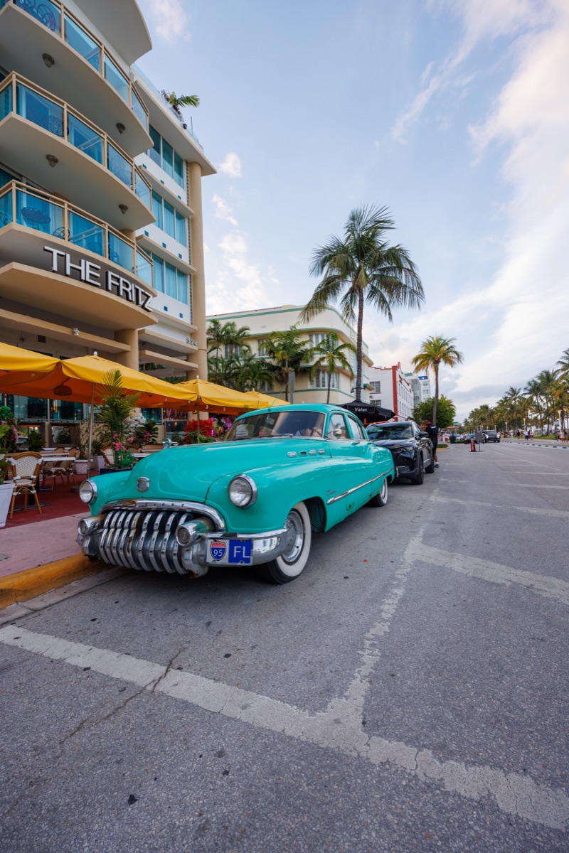 Vintage car on Ocean Drive