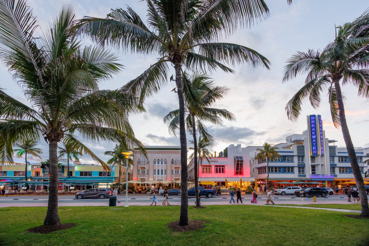 Palms and Art Deco façades in Miami Beach