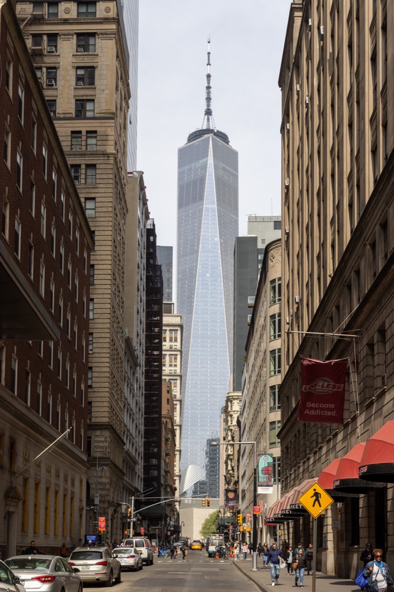 One World Trade Center from a Manhattan street